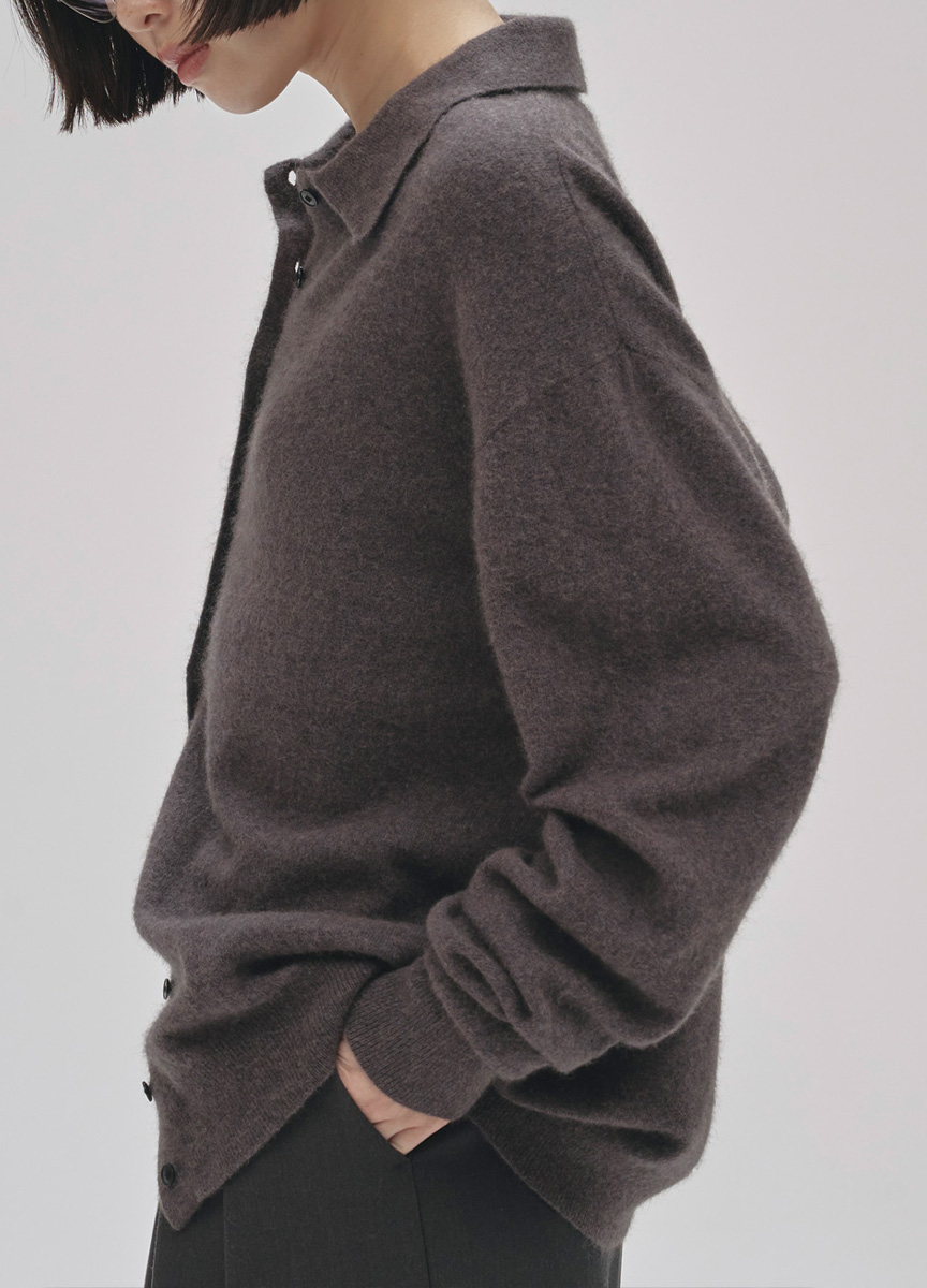 毛混針織POLO領上衣